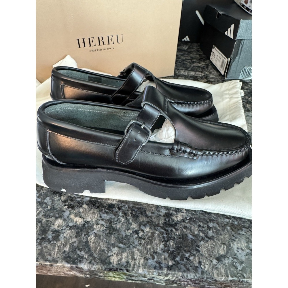 HEREU Herrieu Shoes Black Alber Sport T-Bar Loafers Size 36. US 5.5 NWB - Picture 5 of 11